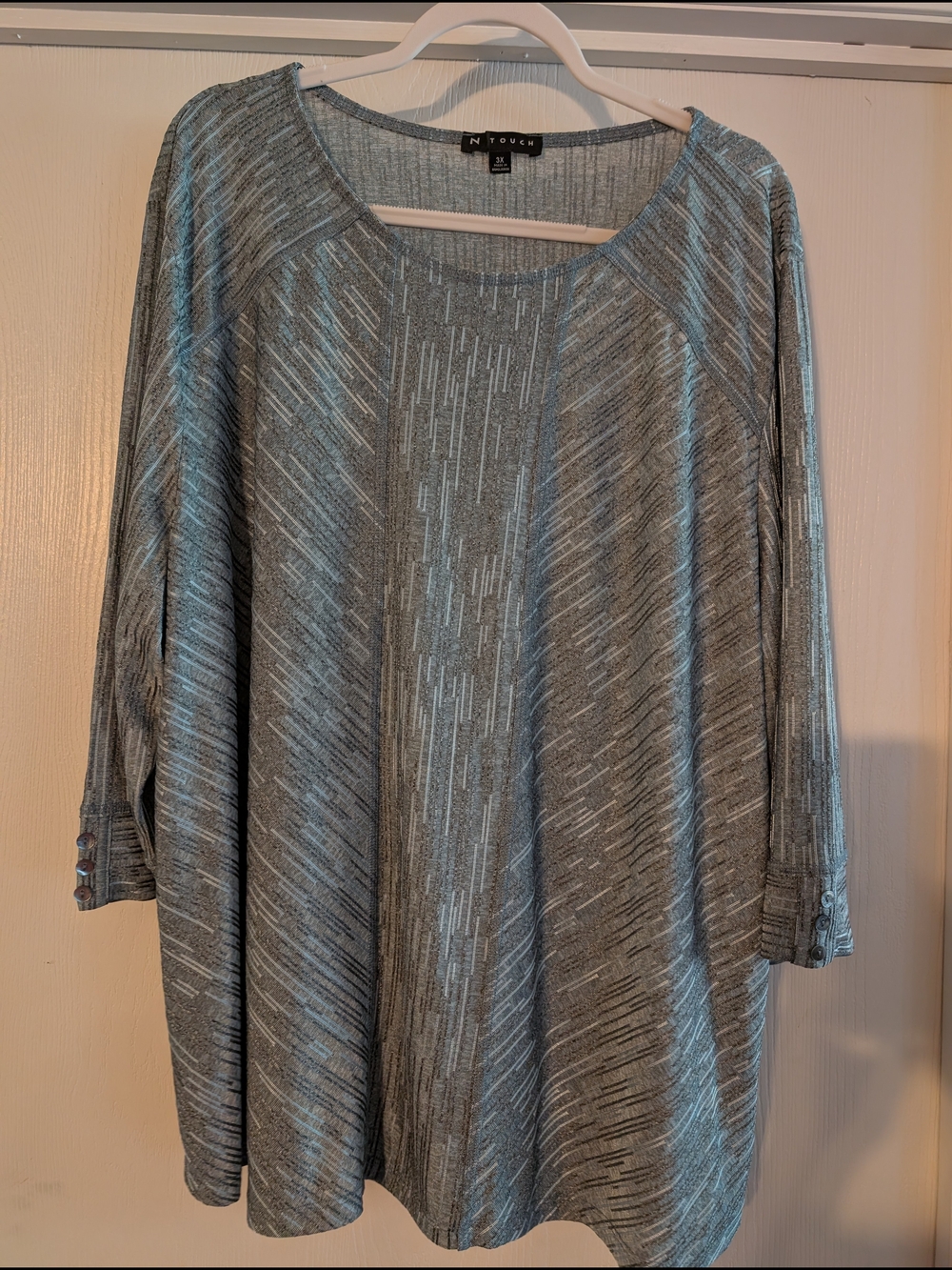N Touch Gray Textured Knit Blouse